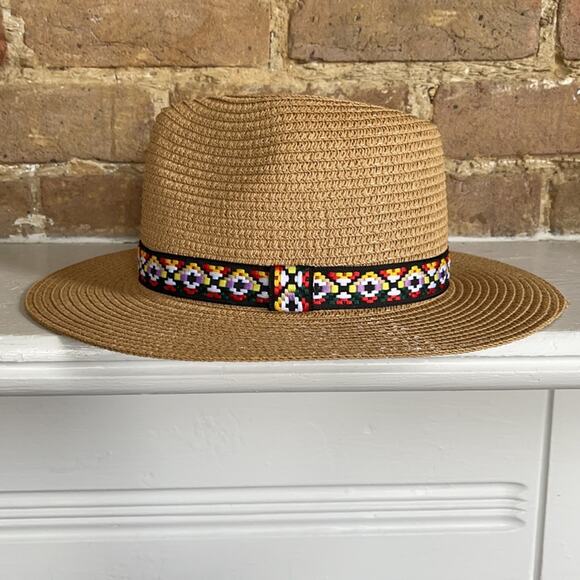 Straw beach summer color hat band sun hat - Picture 4 of 7